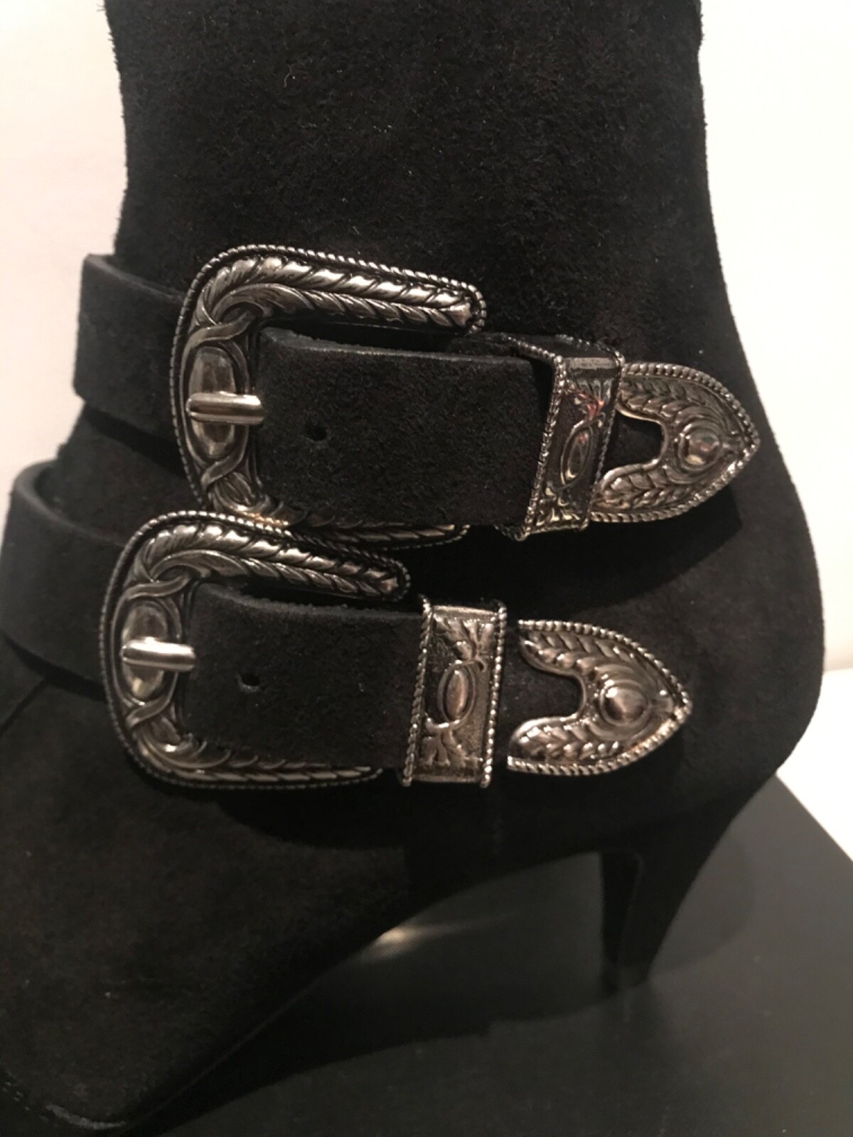 Stivali neri autentici Saint Laurent Charlotte 55 zip 2B Crosta bambino lana 37