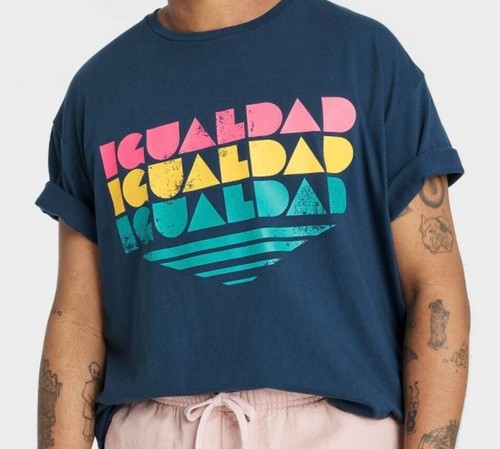 T-shirt unisex Take Pride adulto blu Igualdad (taglia media) nuova con scatola - Foto 3 di 5