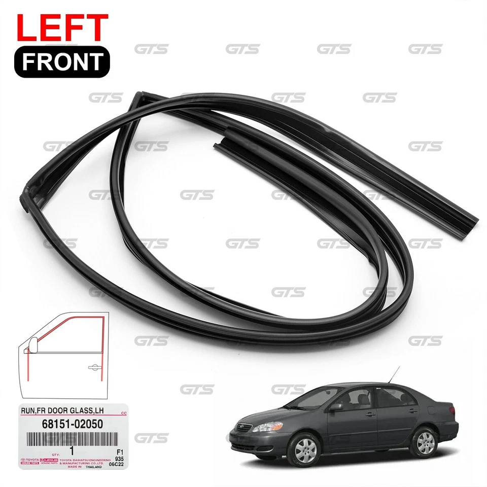 Se adapta a Toyota Corolla Altis sedán 2002-06 puerta delantera izquierda vidrio canal de funcionamiento fieltro Foto 2 de 4