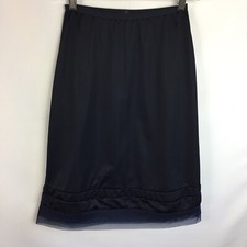 Vanity Fair Size 4 Half SLIP NYLON Tricot Navy Blue Chiffon Hem 1950s Pillow Tab