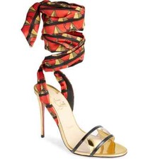 Christian Louboutin Baigneuse Ankle Wrap PVC Satin Pyramide Sandal Shoe 36.5 / 6