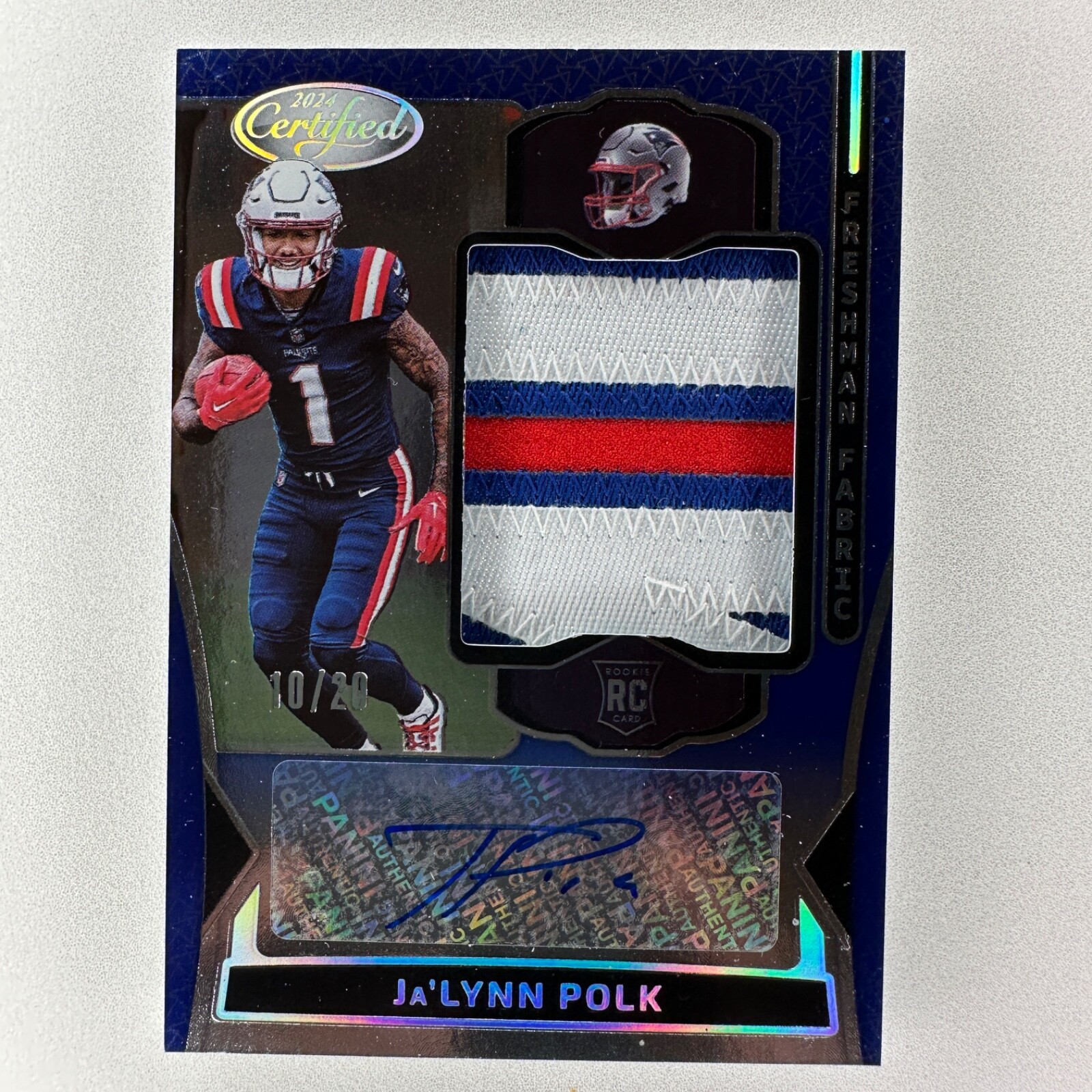2024 Certified - Ja'Lynn Polk RC Freshman Fabric Auto Blue /20 Color Match! Pats