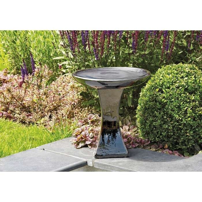Bird Bath Ceramic Glazed Mirror Finish Green H39cm eBay