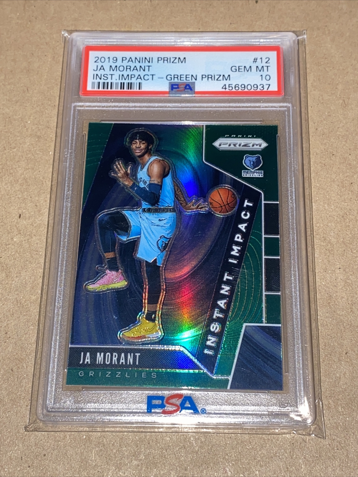 Ja Morant 2019-20 Panini Green Prizm Instant Impact PSA GEM MT 10 Grizzlies
