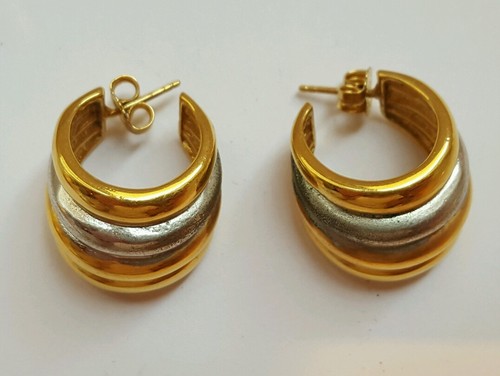 Boucles D'oreilles Vintage Années 50, Fermoir à Clapet, Plaqué Or Rouge Et Blanc - élégance Rétro