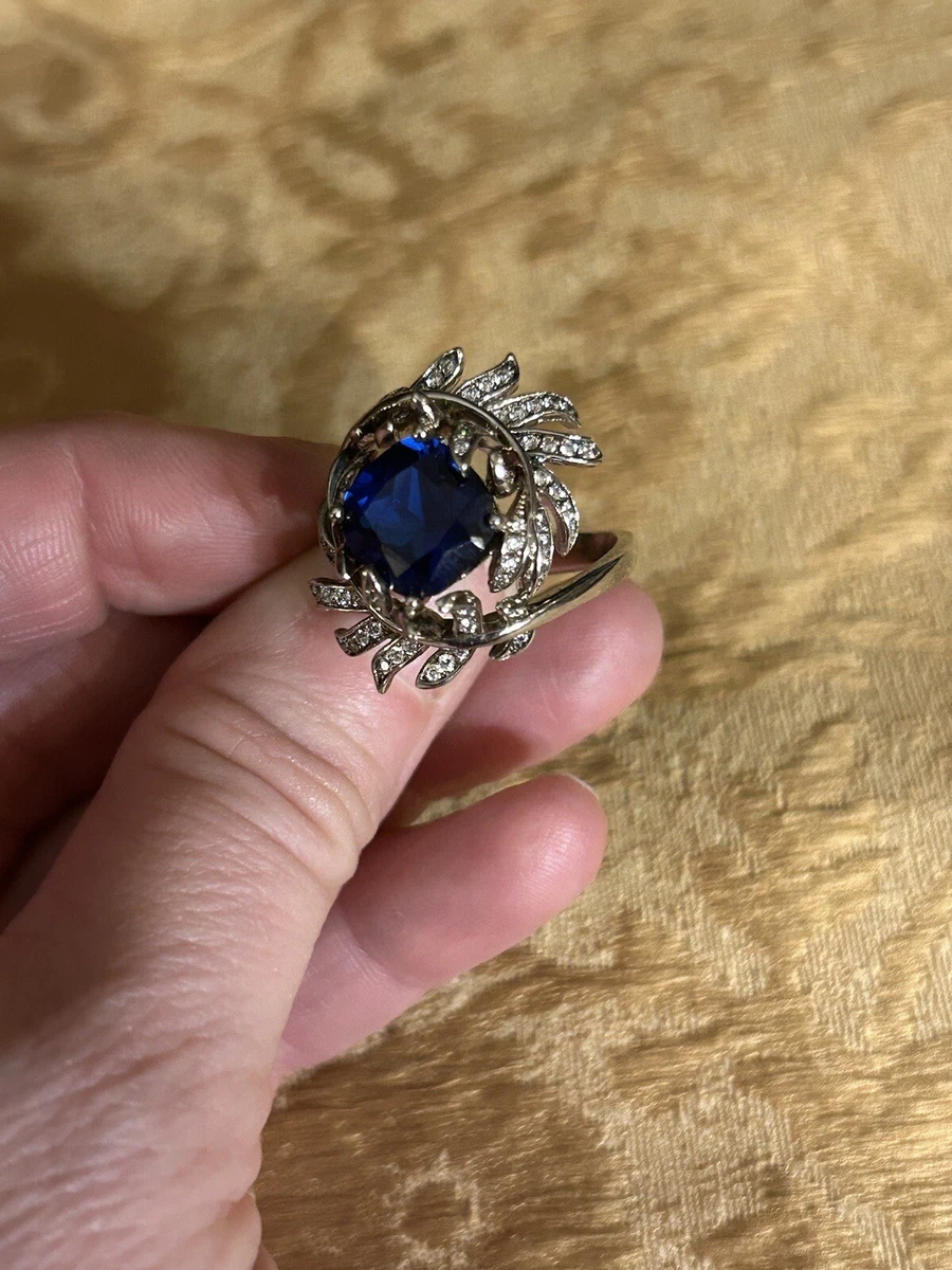 Jeulia Cushion Cut Blue Stone 925 Sterling Silver Cocktail Ring eBay