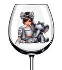 12x Girl Elephant Animal Colourful Wine Glass Bottle Tumbler Vinyl Sticker Decal