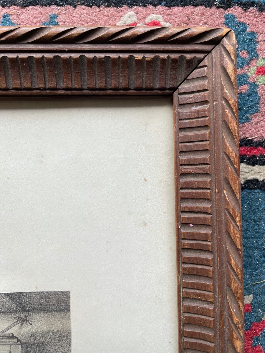 Antique Wood Picture Frame Biedermeier Lithography Antique Wood Picture Frame Biedermeier Lithography