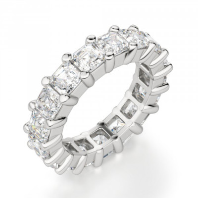 6 carat Asscher cut Diamond Band 18k White Gold Eternity Ring G VS1 clarity