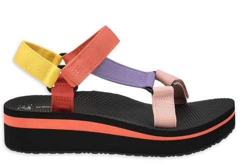 Damen Gr. 7W Plateau Natur Sandalen verstellbare Riemen mehrfarbig breite Breite - Bild 3 von 7