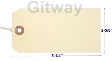 1000- 5 1/4" x 2 5/8" Size 6 Manila Inventory Shipping Hang Tags with String