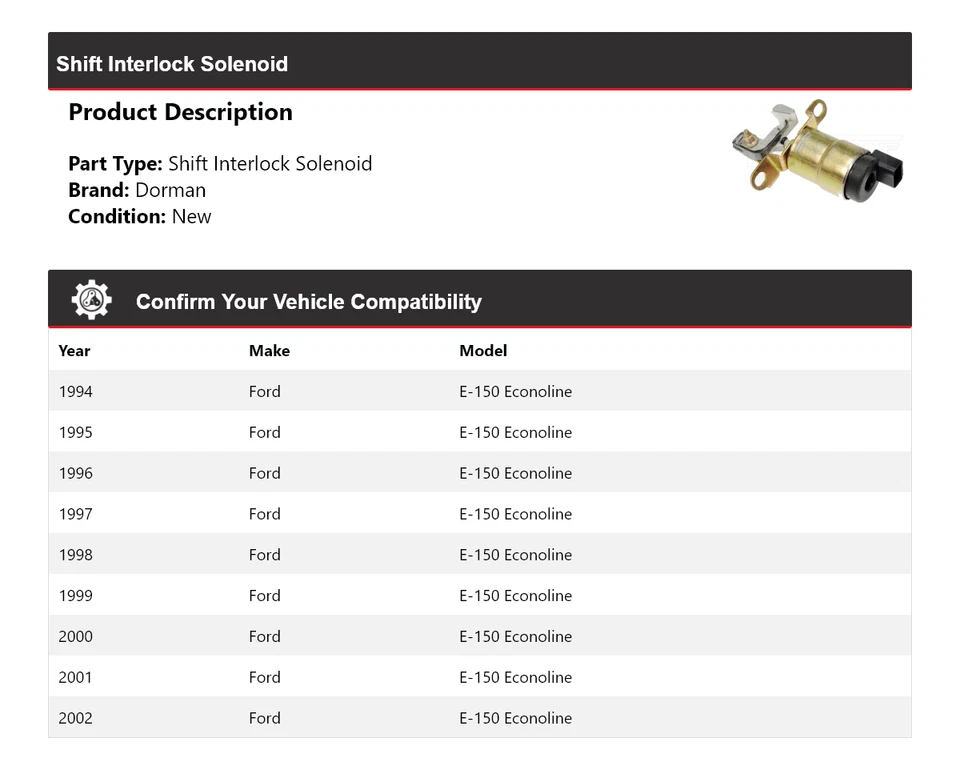 Solenoide de bloqueo de cambio Dorman Econoline 1994-2002 Ford E-150 1995 1996 Foto 2 de 4
