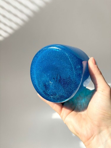 Empoli Murano Pulegoso Blue Bubble Art Glass Decanter w/ Lid - Picture 6 of 9