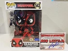 FUNKO POP! 10" RED DEADPOOL FIGURE #543 + SIG + REMARQUE BY ROB LIEFELD W/ COA