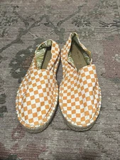 Ubuntu Life Orange White Checkered Espadrilles Size 8M
