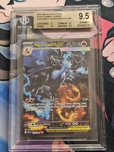 Pokemon TCG Mega Phantasmal Flames #125 Mega Charizard X ex SIR BGS 9.5 GEM ++