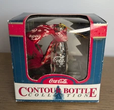 Vintage Coca Cola Contour Bottle Replica Christmas Tree Ornament Red Scarf