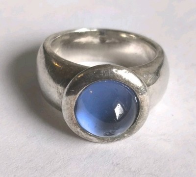 Designer Ring mit blauem Stein aus 925 Silber - Größe: 54/17,2 - 13,0 Gramm -