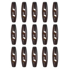 15pcs Wooden Toggle Buttons 40mm Double Hole Olive Sewing Button, Dark Brown