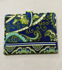 VERA BRADLEY Fold Over Cotton Passport Cover with ID Slip/Rhythm and Blues Ret