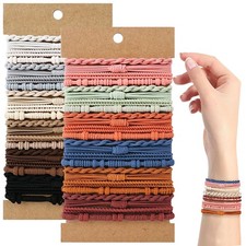 48PCS Boho Hair Ties Elastic Bracelets for Women  Girls, No Damage Multicolor