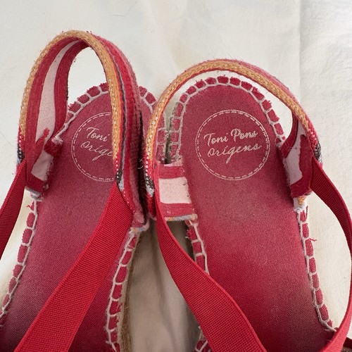 Toni Pons Tarbes Multi Stripes Red Strappy Wedge Espadrille Sandals EU 40 READ - Picture 4 of 9