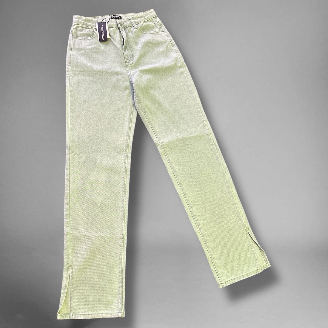 PrettyLittleThing Split Hem Jeans Size 2 Light Bl… - image 1