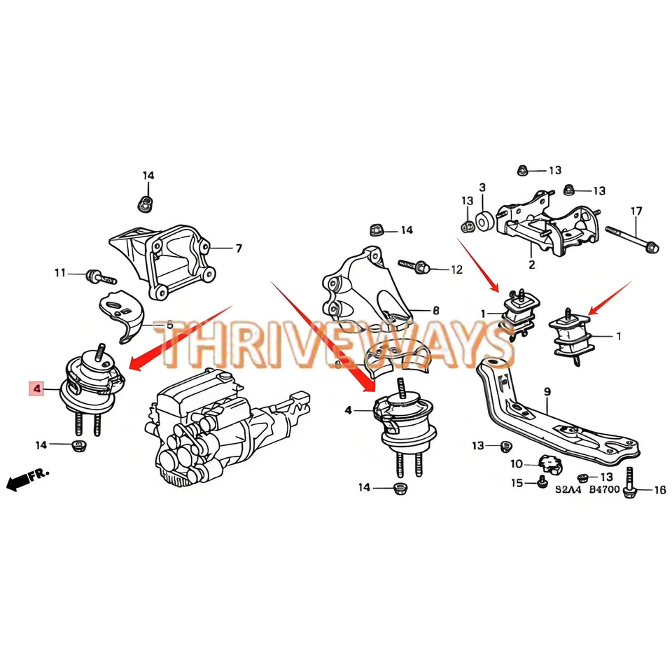 OEM For Honda Acura S2000 AP1 AP2 Engine Mount & Mission Mount Bush Rubber Set Foto 2 de 4