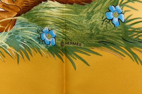 Hermes Silk Scarf Carre 90 "Les Quatre Saisons" Yellow Silk Scarf - Picture 7 of 8