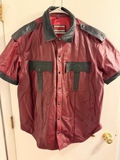 Le Chateau Exotique Dress Leathers Button Front Mens Deerskin Leather Top 3-5XL