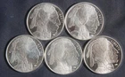 FIVE (5) INDIAN BUFFALO 1 OZ .999 SILVER ROUNDS ( 5 OZ TOTAL)  LOT 230450