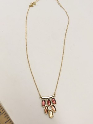 Avon SAQ Necklace Rhinestone Crystal Gold Tone D5729