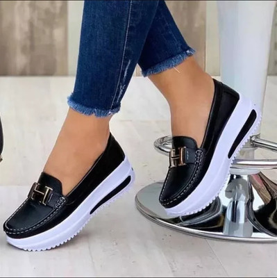 Mocassins pour Femme Bleus avec Semelle Épaisse et Confort Optimal