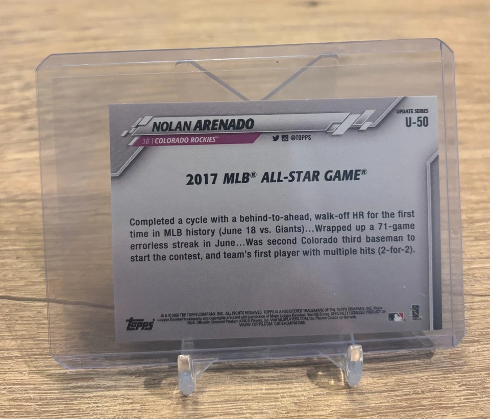 2020 Topps Mini Nolan Arenado Blue #'d /10 Rockies Cardinals - Image 2 of 2