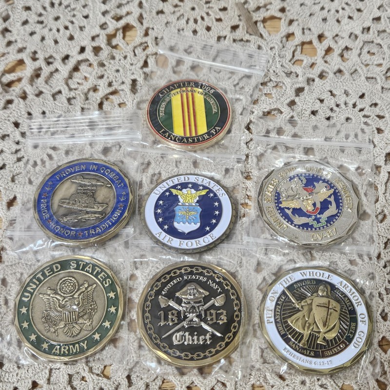 Lot 7 MILITARY CHALLENGE COINS Army Navy Airforce