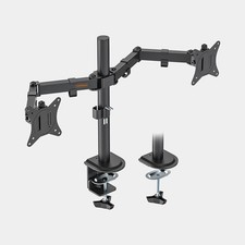 VonHaus Double Monitor Stand with Clamp for 17-32" Screens Adjustable Mounts