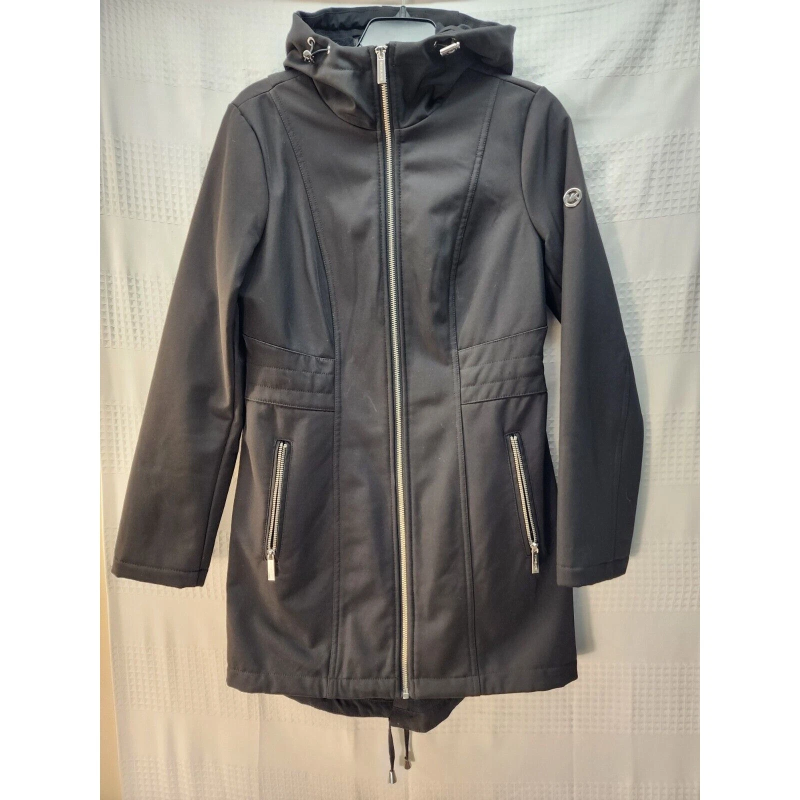 Giacche Michael Kors donna Xs nere alte basse con cappuccio interno in pile