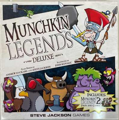 Munchkin Legends Deluxe Board Game w/Faun and Games Expansion - Complete - VG
