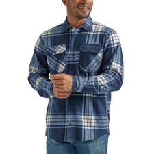 Wrangler Men's Fleece Buffalo Plaid Relaxed Fit Long Sleeve Shirt, XL