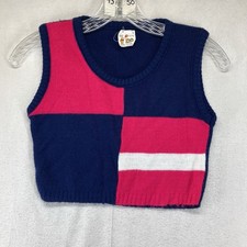 Vintage Kids Sweater Vest Small 7-8 Sears Winnie The Pooh Collection Colorblock