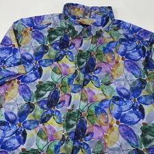 Robert Graham Short Sleeve Button Down Blue Watercolor Floral Men’s Size Medium