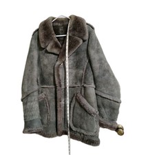 VTG Wilsons Suede Leather 100 Wool Shearling Barn Coat Jacket Hard to Find
