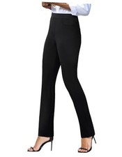 Women's Stretchy Yoga Dress Pants High Waisted Straight Leg Casual Large Black