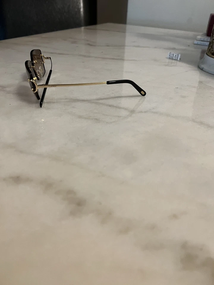 Firma Big C Oro Cuadrado/Gris Alambres Cuerno de Búfalo Madera Buffs Gafas Foto 4 de 4