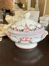 Antique Ceramic Large Covered Tureen Possibly French 19th Century Hand Painted
