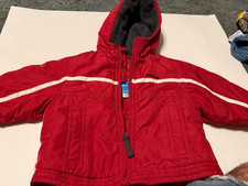 Youth 6/9 months Red White London Fog Hooded Zipper Jersey Lined Jacket