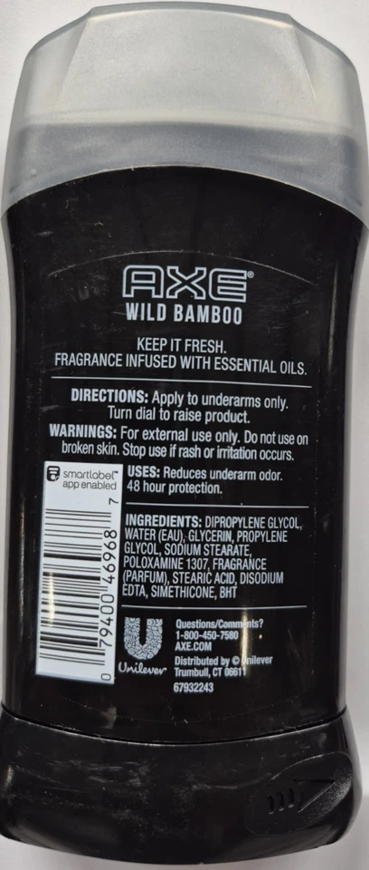 Desodorante Axe 48H bambú silvestre sólido 3 oz. Foto 2 de 2