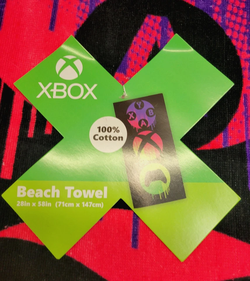 Microssoft Xbox Oficial Jugadores Playa Piscina Toalla de Baño 28" x 58" Natación Nuevo Foto 3 de 4