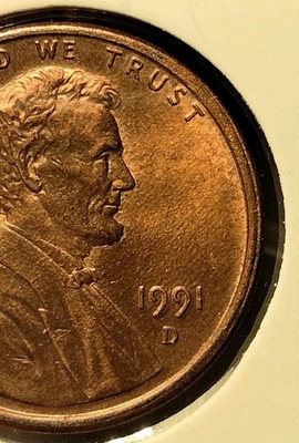 1991 D Lincoln Penny Railroad Rim Error and Bonus 1989D BU Cent