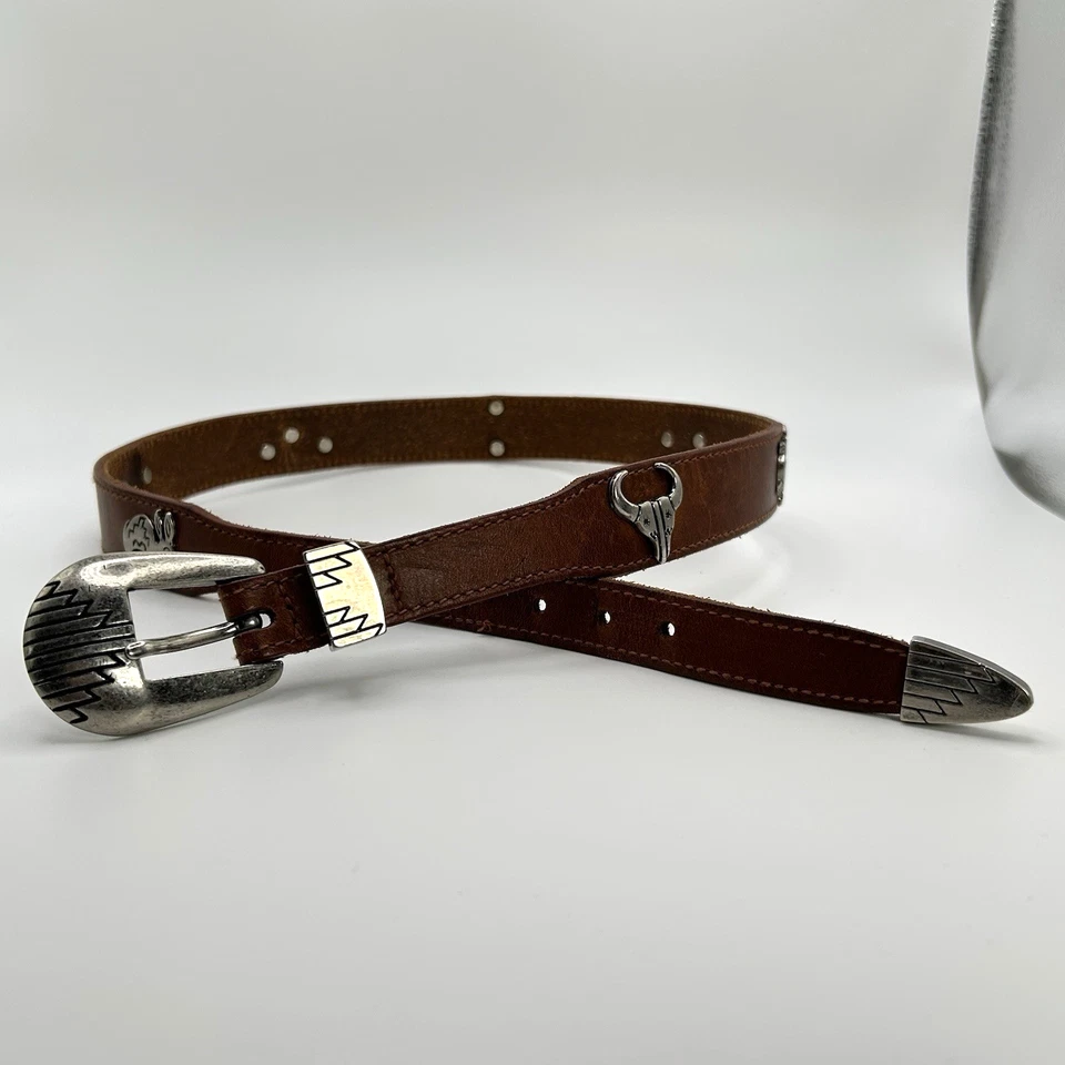 Dama Canterbury Cuero Plateado Concho Cinturón Fetiche Animales Suroeste Talla M Foto 4 de 4